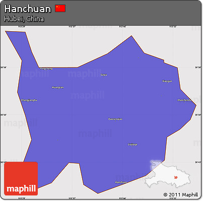 Political Simple Map of Hanchuan, cropped outside