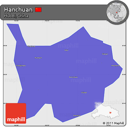 Political Simple Map of Hanchuan, single color outside