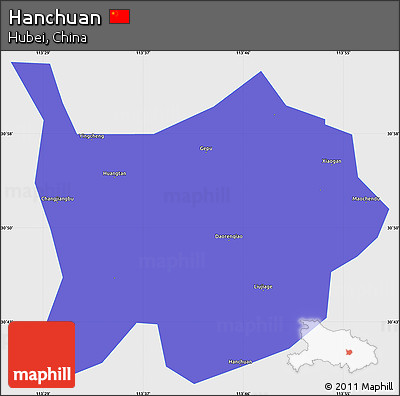 Political Simple Map of Hanchuan, single color outside