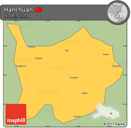 Savanna Style Simple Map of Hanchuan, cropped outside