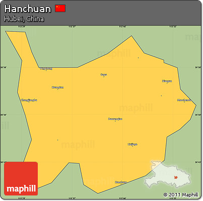Savanna Style Simple Map of Hanchuan, cropped outside