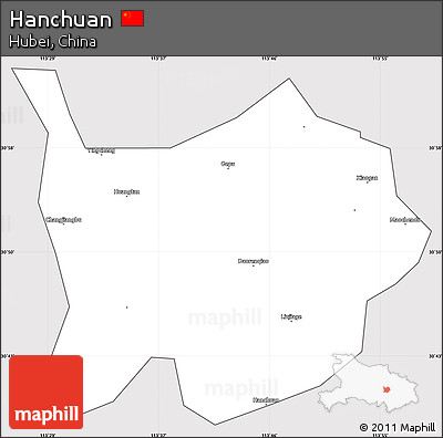 Silver Style Simple Map of Hanchuan, cropped outside
