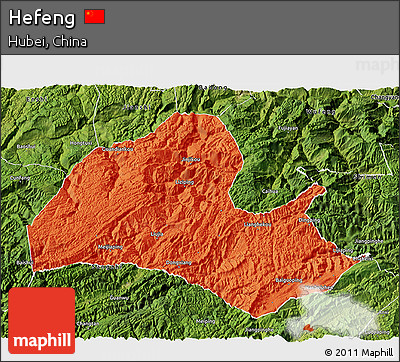 Political 3D Map of Hefeng, satellite outside