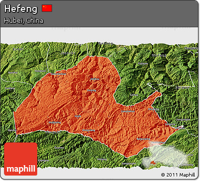Political 3D Map of Hefeng, satellite outside