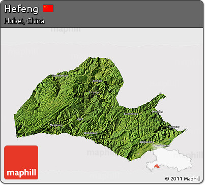 Satellite 3D Map of Hefeng, cropped outside