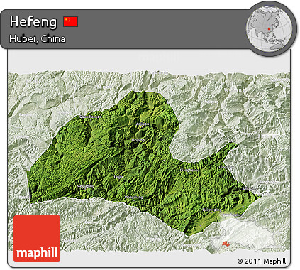 Satellite 3D Map of Hefeng, lighten