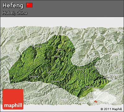 Satellite 3D Map of Hefeng, lighten
