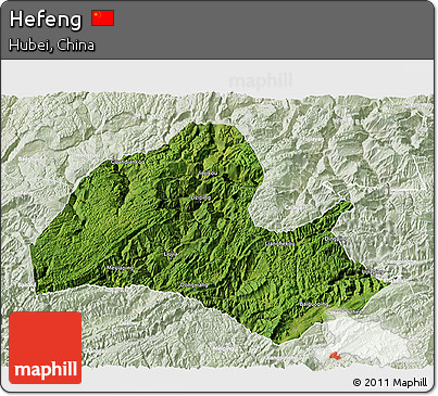 Satellite 3D Map of Hefeng, lighten