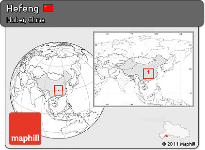Blank Location Map of Hefeng, highlighted country, within the entire country