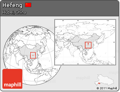 Blank Location Map of Hefeng, highlighted country, within the entire country