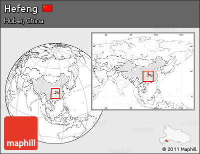 Blank Location Map of Hefeng, highlighted country, highlighted parent region, within the entire country