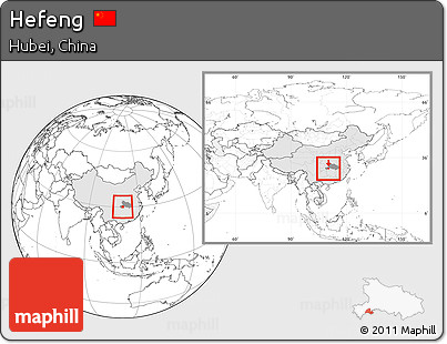 Blank Location Map of Hefeng, highlighted country, highlighted parent region, within the entire country
