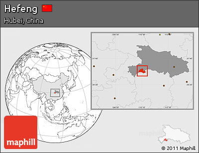 Blank Location Map of Hefeng, highlighted country, highlighted parent region