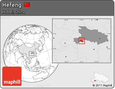 Blank Location Map of Hefeng, highlighted country, highlighted parent region