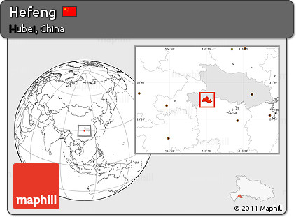 Blank Location Map of Hefeng, highlighted parent region