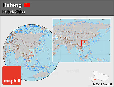 Gray Location Map of Hefeng, within the entire country
