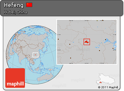 Gray Location Map of Hefeng