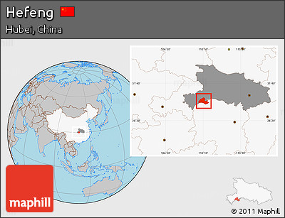 Gray Location Map of Hefeng, highlighted country, highlighted parent region
