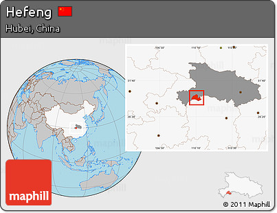Gray Location Map of Hefeng, highlighted country, highlighted parent region