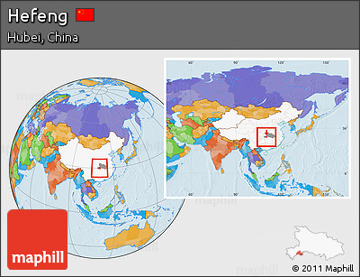 Political Location Map of Hefeng, highlighted country, highlighted parent region, within the entire country