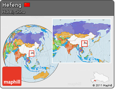 Political Location Map of Hefeng, highlighted country, highlighted parent region, within the entire country