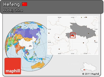 Political Location Map of Hefeng, highlighted country, highlighted parent region