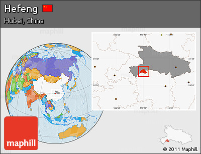 Political Location Map of Hefeng, highlighted country, highlighted parent region