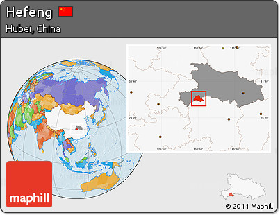 Political Location Map of Hefeng, highlighted country, highlighted parent region