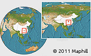 Satellite Location Map of Hefeng, highlighted country, within the entire country