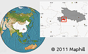 Satellite Location Map of Hefeng, highlighted country, highlighted parent region