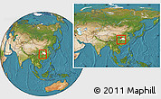 Satellite Location Map of Hefeng, highlighted parent region, within the entire country