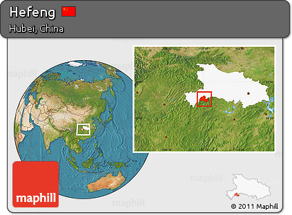 Satellite Location Map of Hefeng, highlighted parent region