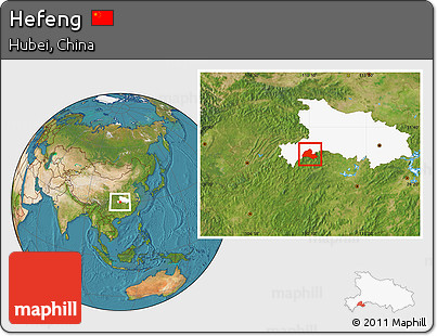 Satellite Location Map of Hefeng, highlighted parent region