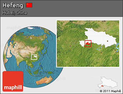Satellite Location Map of Hefeng, highlighted parent region