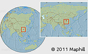 Savanna Style Location Map of Hefeng, within the entire country, hill shading
