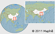 Savanna Style Location Map of Hefeng, highlighted country, within the entire country, hill shading