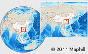 Shaded Relief Location Map of Hefeng, highlighted country, within the entire country