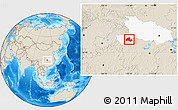 Shaded Relief Location Map of Hefeng, highlighted parent region