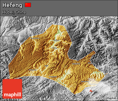 Physical Map of Hefeng, desaturated