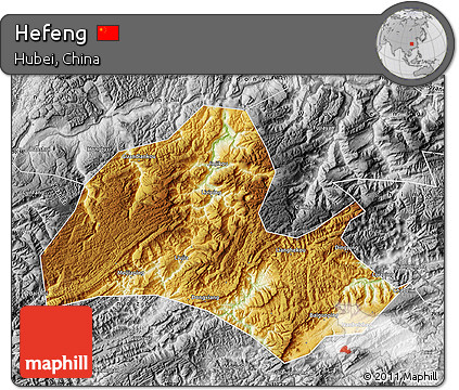 Physical Map of Hefeng, desaturated