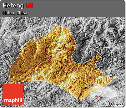 Physical Map of Hefeng, desaturated