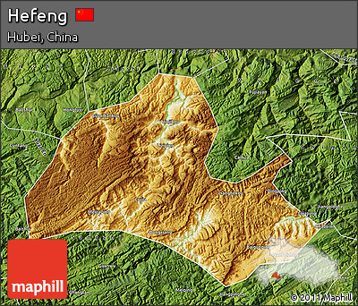 Physical Map of Hefeng, satellite outside