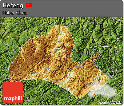Physical Map of Hefeng, satellite outside