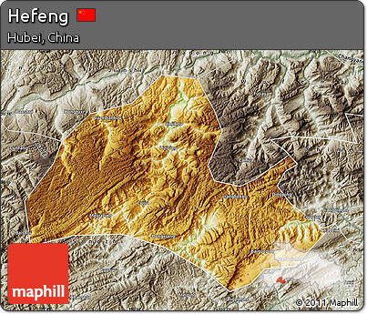 Physical Map of Hefeng, semi-desaturated