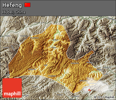 Physical Map of Hefeng, semi-desaturated