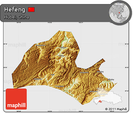 Physical Map of Hefeng, single color outside