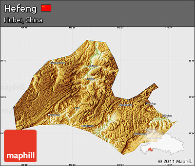 Physical Map of Hefeng, single color outside
