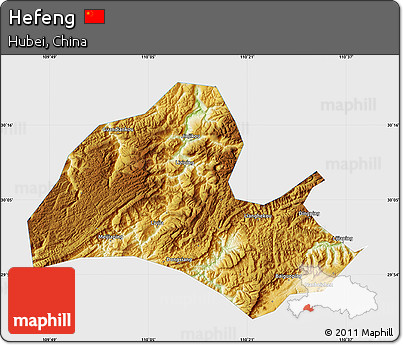 Physical Map of Hefeng, single color outside