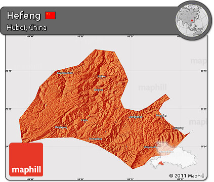 Political Map of Hefeng, cropped outside