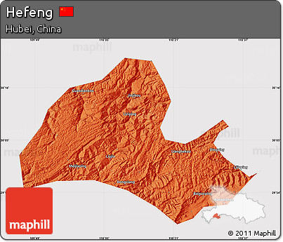 Political Map of Hefeng, cropped outside